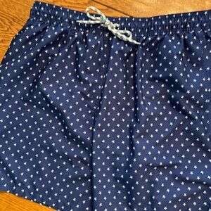 Brooks Brothers Stars Lined Swim Trunks, Shorts Navy & White size Large Men's